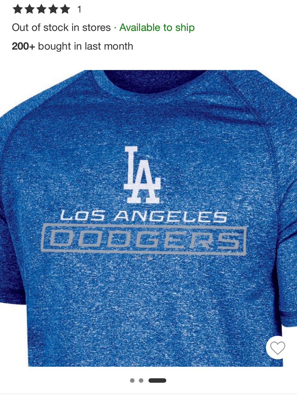 MLB Los Angeles Dodgers Heathered Royal Blue Short Sleeve Tee